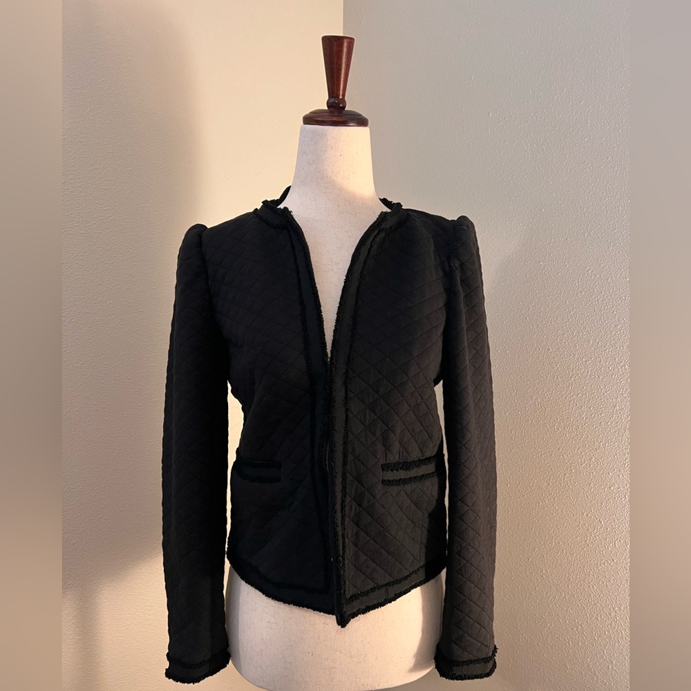Ann Taylor Black Quilted Cropped Jacket - 0P NWT